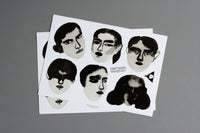 watercolor portraits sticker sheet