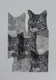 crazy cat lady lino cut 50x70cm