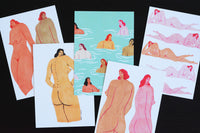 postcard set pink girls