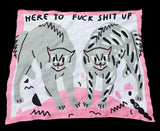 here to fuck shit up knitted blanket