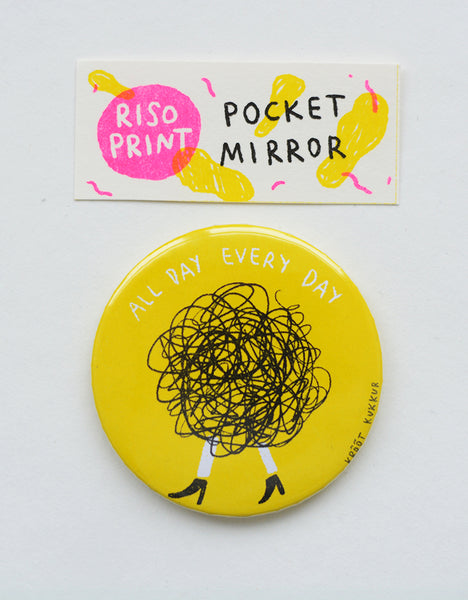 "all day every day" riso print pocket mirror