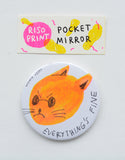 "everything's fine" riso print pocket mirror