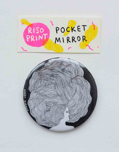 "I can't hair you" riso print pocket mirror