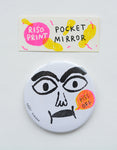 "piss off" riso print pocket mirror