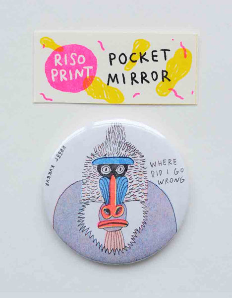 "where" riso print pocket mirror